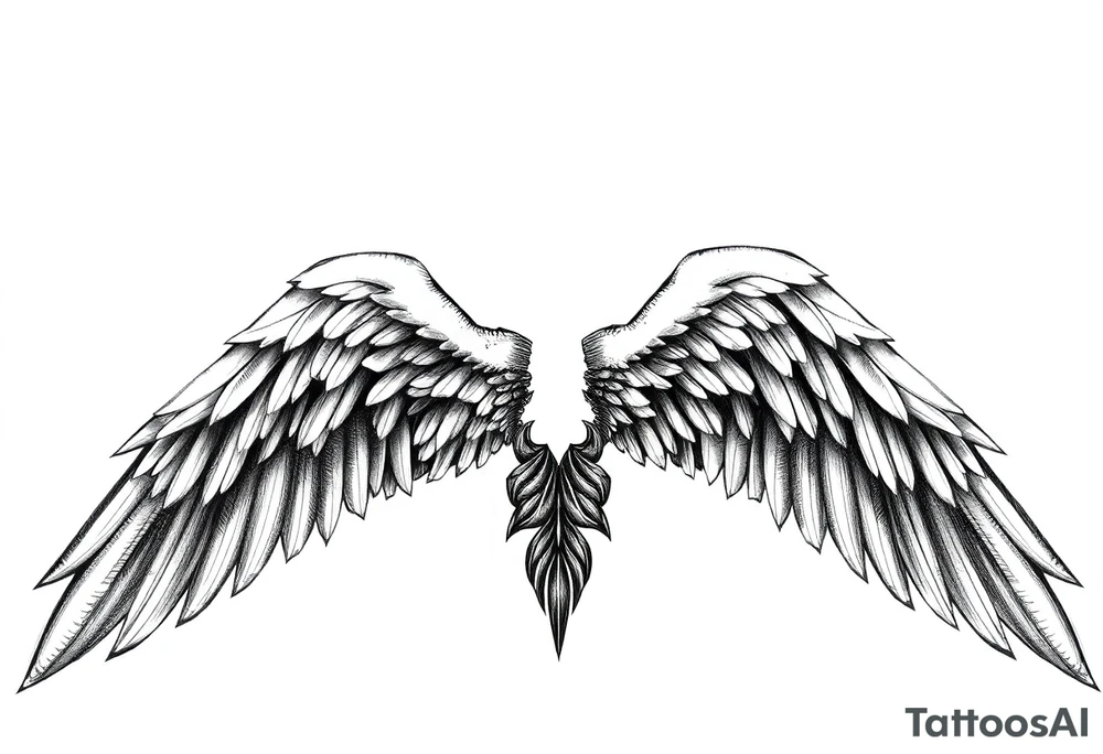 Realistic angelwings on a back tattoo idea