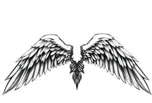 Realistic angelwings on a back tattoo idea