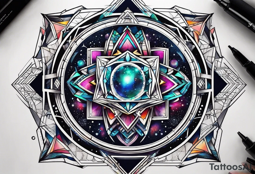 Secret geometry in the space galaxy tattoo idea