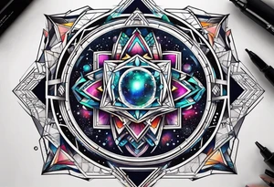 Secret geometry in the space galaxy tattoo idea