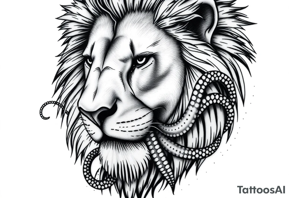 powerful majestic lion, close-up tattoo idea