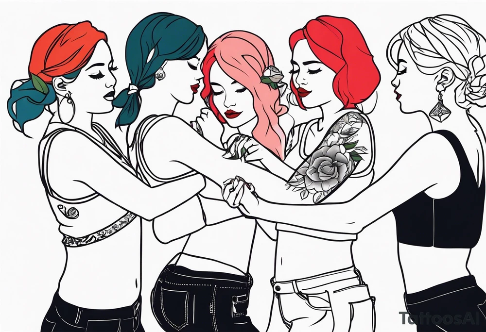 Girls playing ring around the rosey tattoo idea