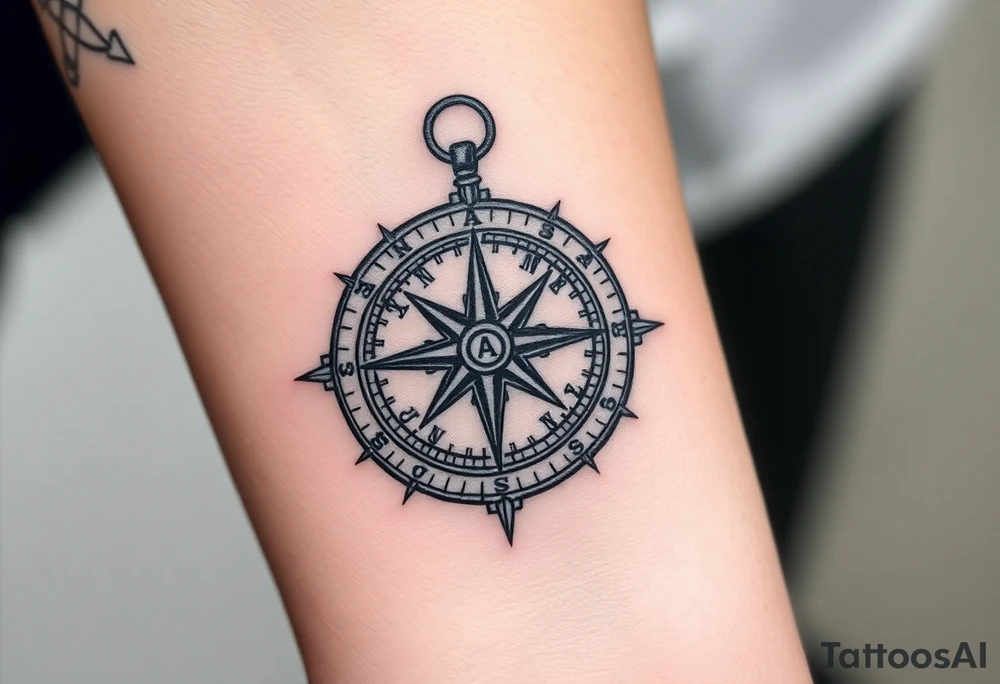 Strong meaningful compass with past tattoo idea