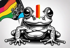 Small frog with pride flag tattoo idea