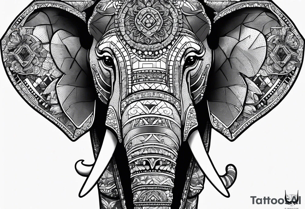 Elephant head made of legos tattoo idea