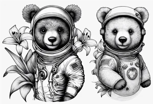 Teddy bear astronaut Lily tattoo idea