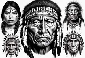 Native American face photorealism tattoo idea