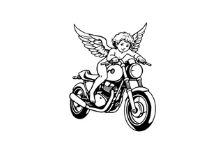 cherub on motorcycle tattoo idea