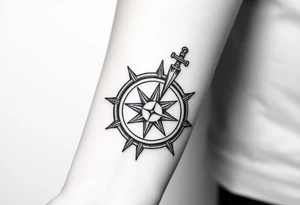Half star half compass pirate life tattoo idea