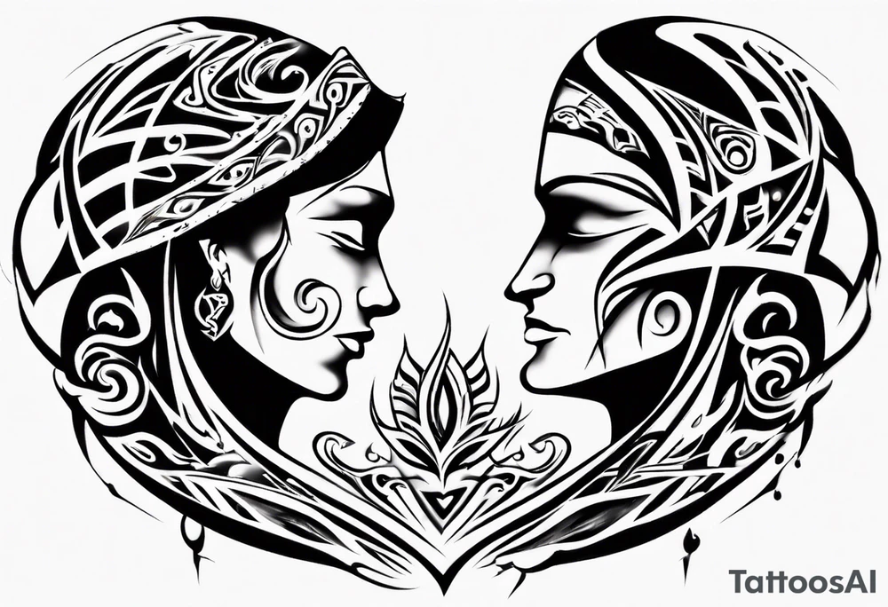 tribal tattoo describing a fathers love for his wife and son tattoo idea