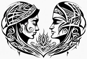 tribal tattoo describing a fathers love for his wife and son tattoo idea