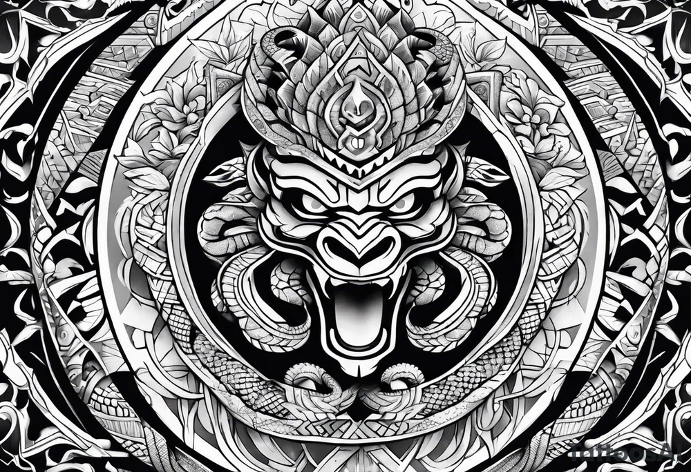 aztec snake sleeve tattoo idea