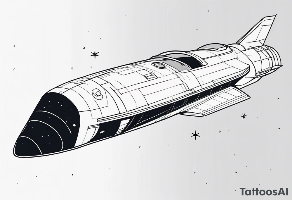 Simple space ship tattoo idea