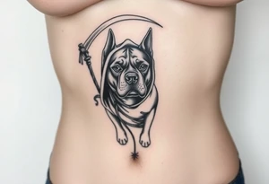 A pit bull dog as the grim reaper tattoo idea