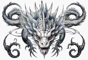 a white basilisk wearing iron crown on its head tattoo idea