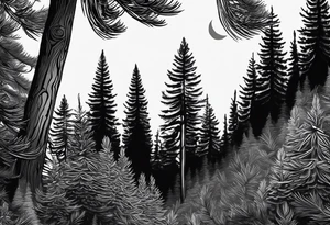 Douglas fir tree in negative space tattoo idea