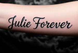 Julie Forever breathing iridescent fire against stormy skies tattoo idea