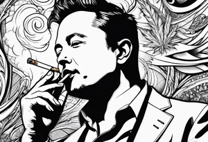 elon musk smoking cigarette tattoo idea