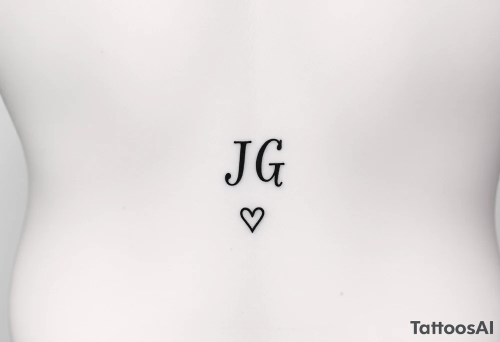 intials JG with a small heart at the bottom on the hips tattoo idea