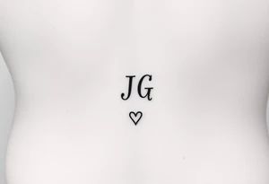 intials JG with a small heart at the bottom on the hips tattoo idea