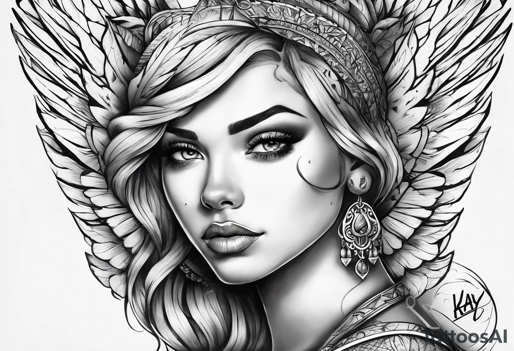 Angle with the name Kay tattoo idea