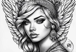 Angle with the name Kay tattoo idea