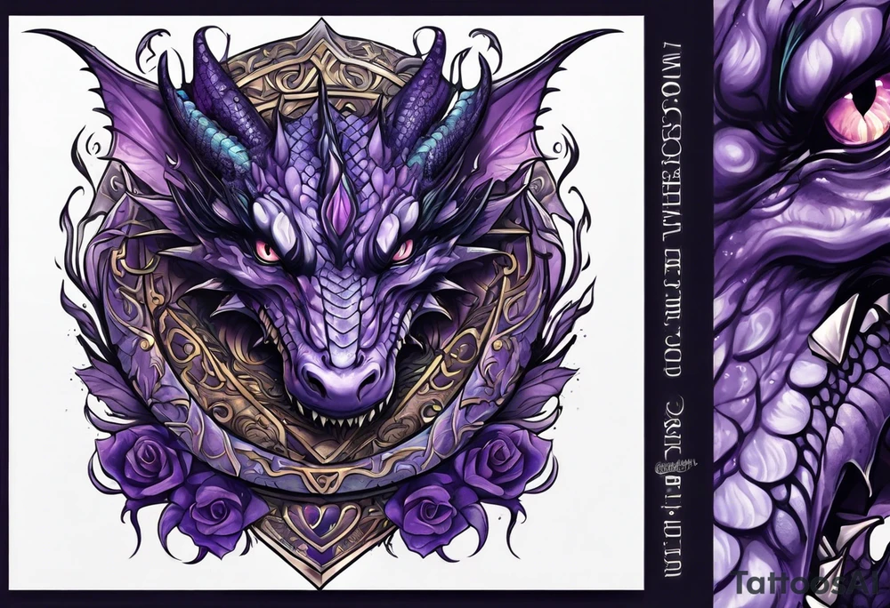 Purple eldritch dragon arm sleeve tattoo idea
