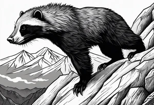 honey badger climbing up mountain, claws tattoo idea