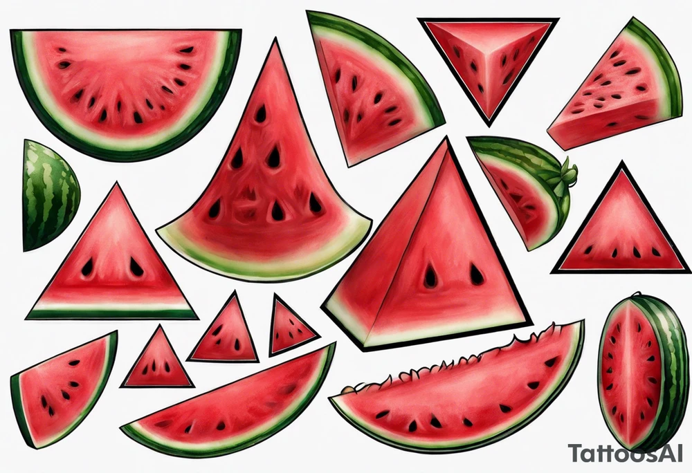 Red triangle watermelon tattoo idea