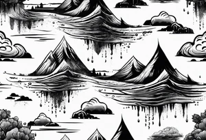 Raindrops Transforming into mountains tattoo idea