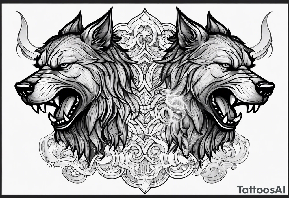 angry Cerberus tattoo idea