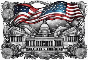 Colored america,money, patriotic, war, evil tattoo idea