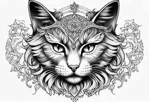 cat, love, angel, demon, peace tattoo idea