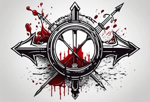 an arrow with blood dripping from the tip of it simple line art tattoo idea