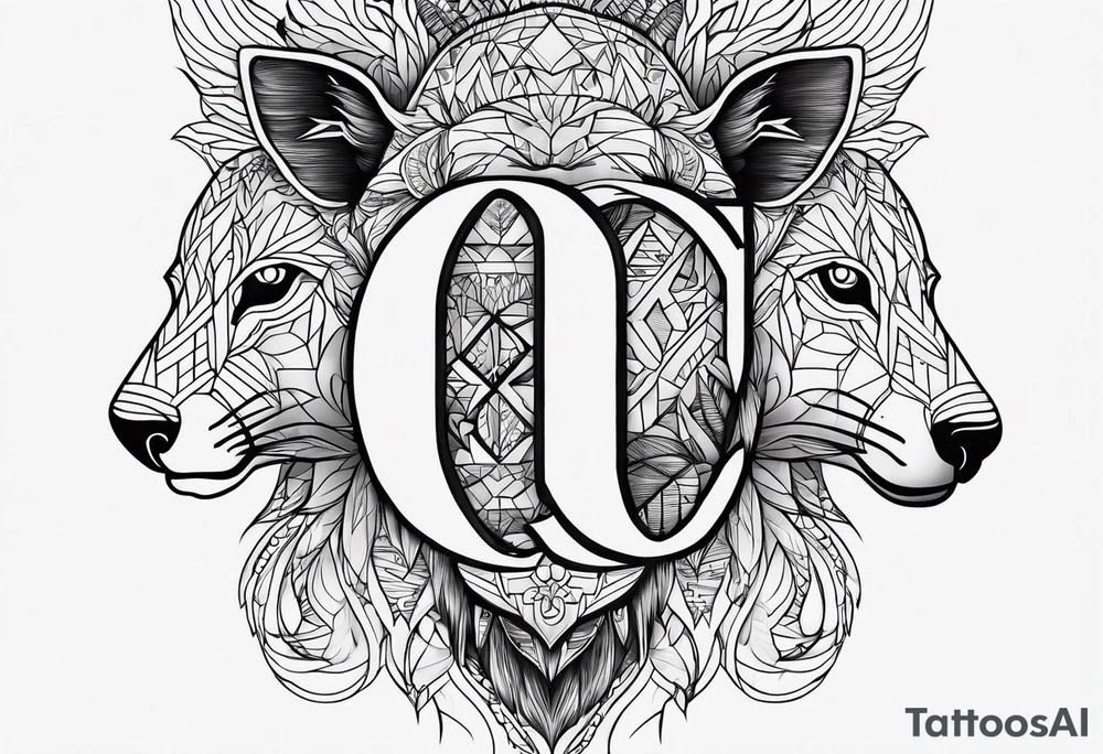 family in one animal with this letters 3ML&O tattoo idea