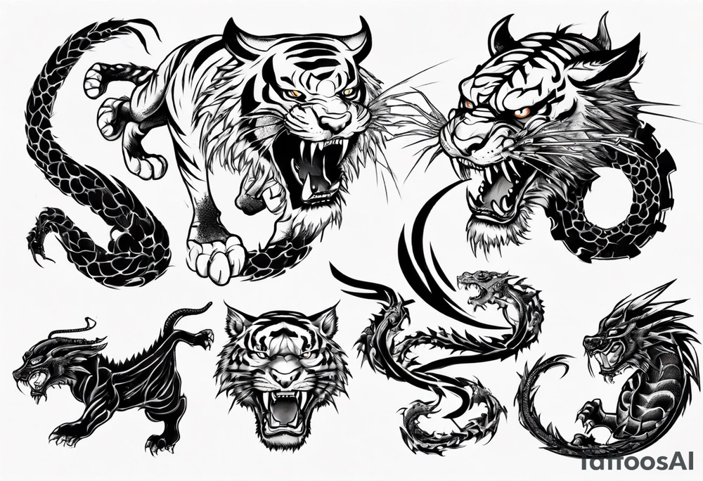 tiger fighting with a dragon tattoo idea