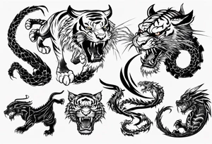 tiger fighting with a dragon tattoo idea