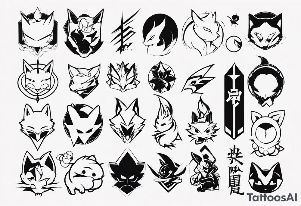 A bunch of anime related pieces for a sleeve tattoo idea