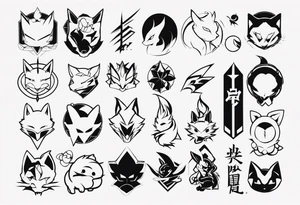 A bunch of anime related pieces for a sleeve tattoo idea