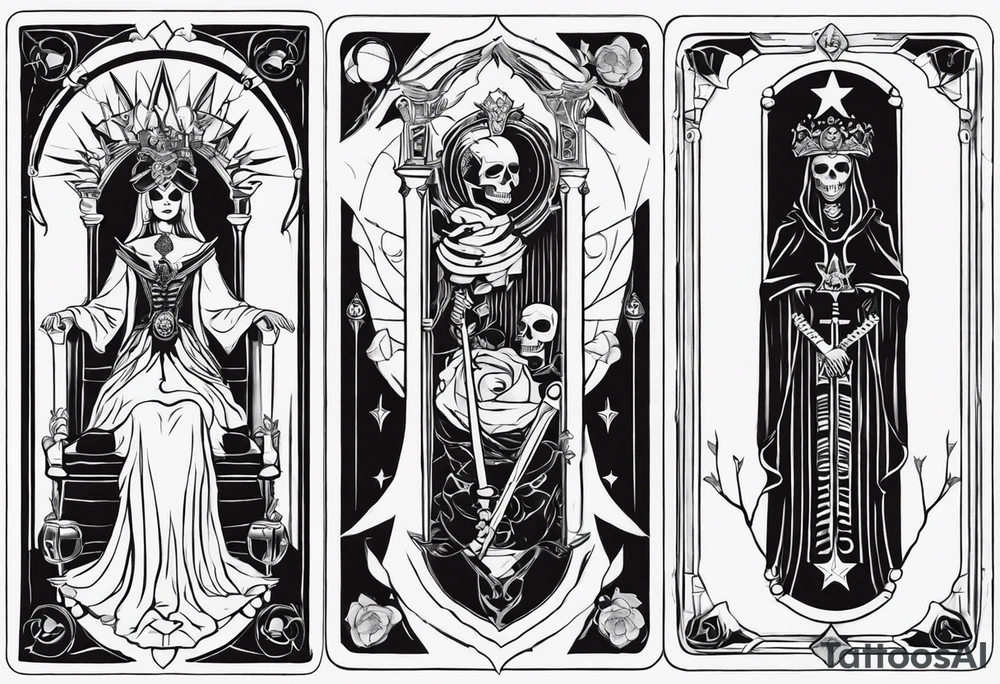 High priestess as a skeleton tarot card tattoo idea