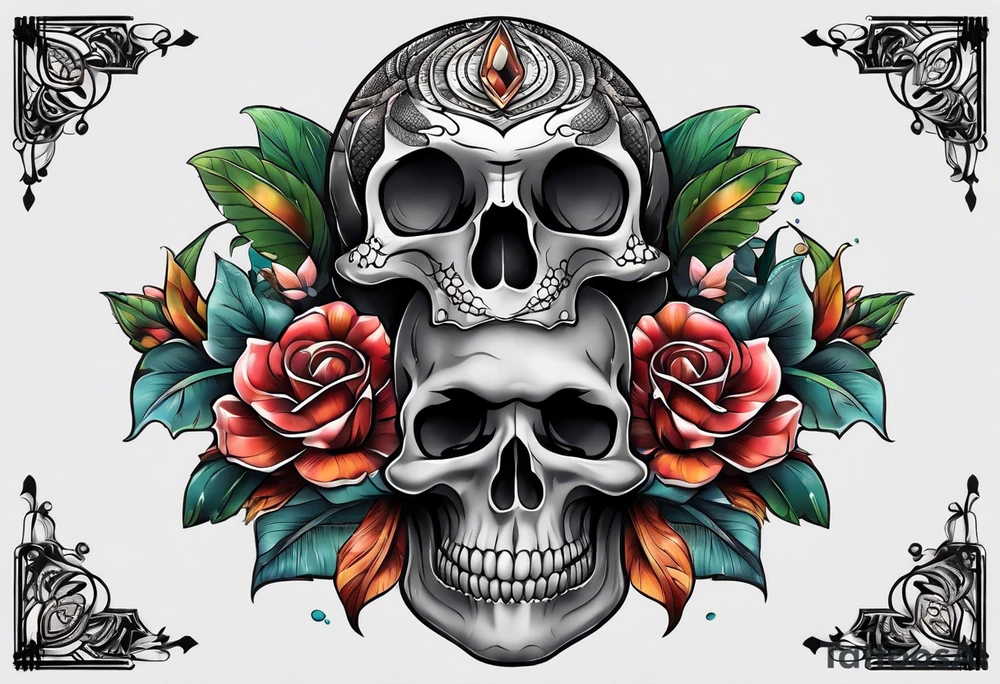 snake sleeve tattoo with skull tattoo idea