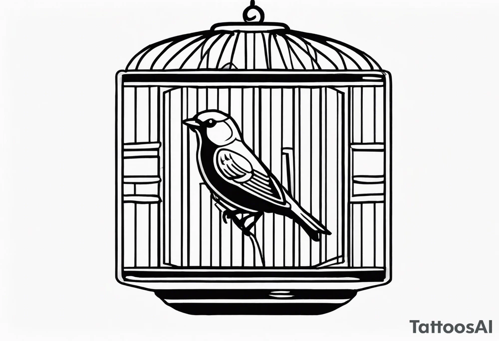 Open Empty bird cage tattoo idea
