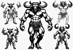 evil minotaur 
 full body tattoo idea