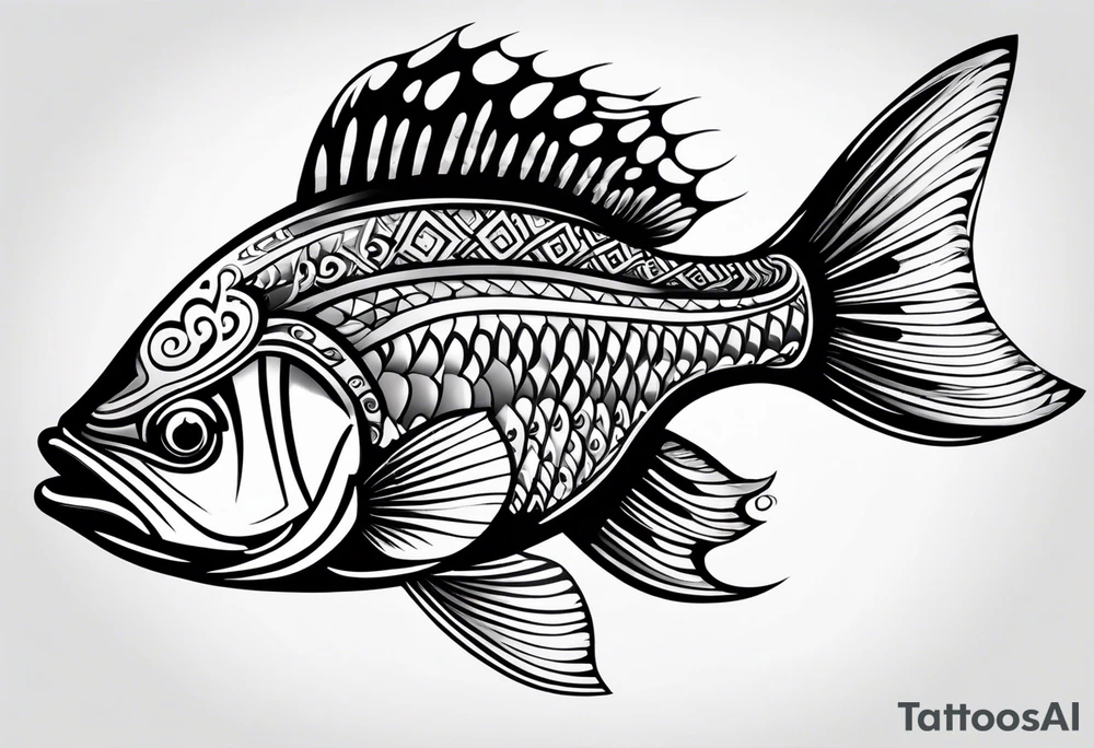 bass fish tribal tattoo idea