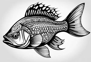 bass fish tribal tattoo idea
