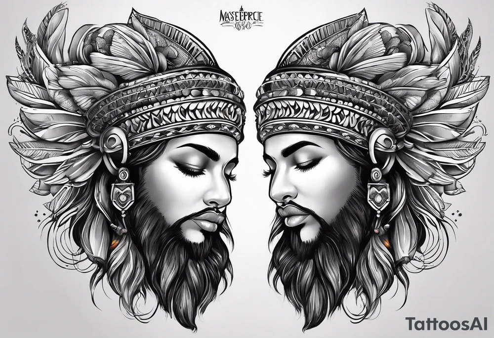 Oxum Opará. Cabeça com
coroa e contas, cabelo em trança. Mão esquerda
com Abebé (espelho), mão direita com adaga.
Posicionada aos pés de uma cachoeira. tattoo idea