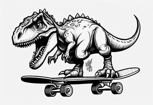 dinosaur riding a skateboard tattoo idea