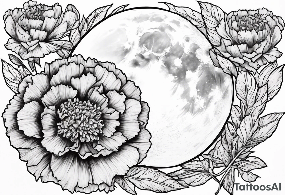 moon carnations tattoo idea