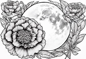 moon carnations tattoo idea