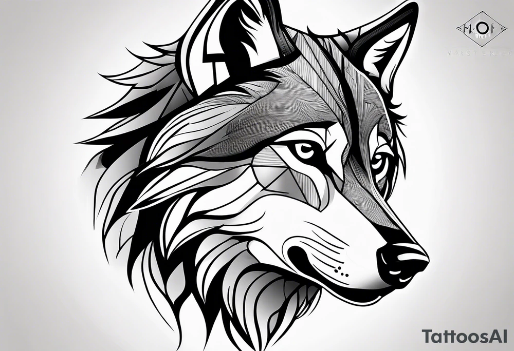 a head of a wolf tattoo idea